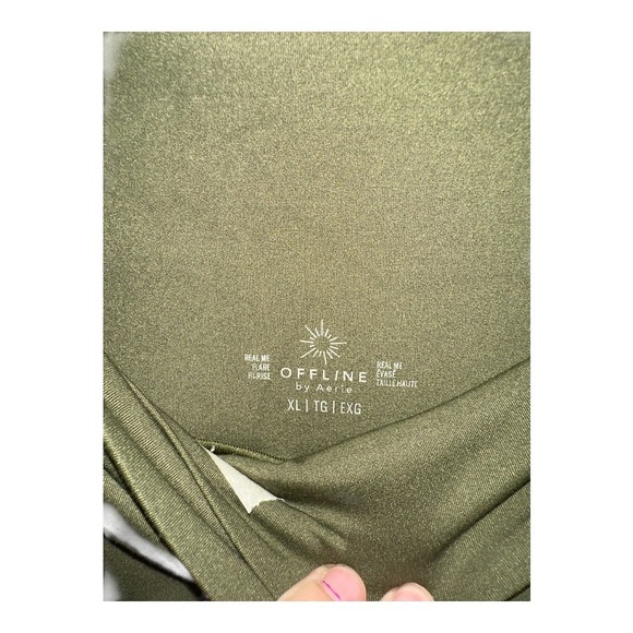 Offline by Aerie Real Me High Wasited Olive Flare Leggings, XL - Picture 6 of 10